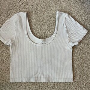 Aeropostale White Ribbed Crop Top